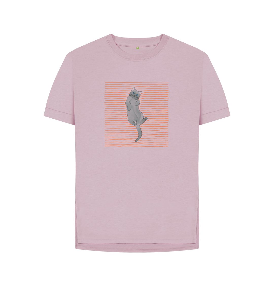 Mauve Playful cat women's relaxed fit t-shirt