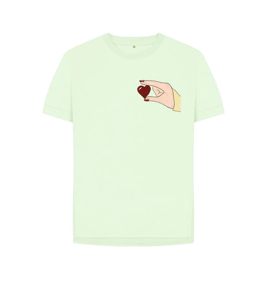 Pastel Green Heart in your hand women\u2019s relaxed fit T-shirt