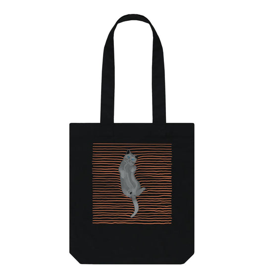 Black Playful cat tote bag