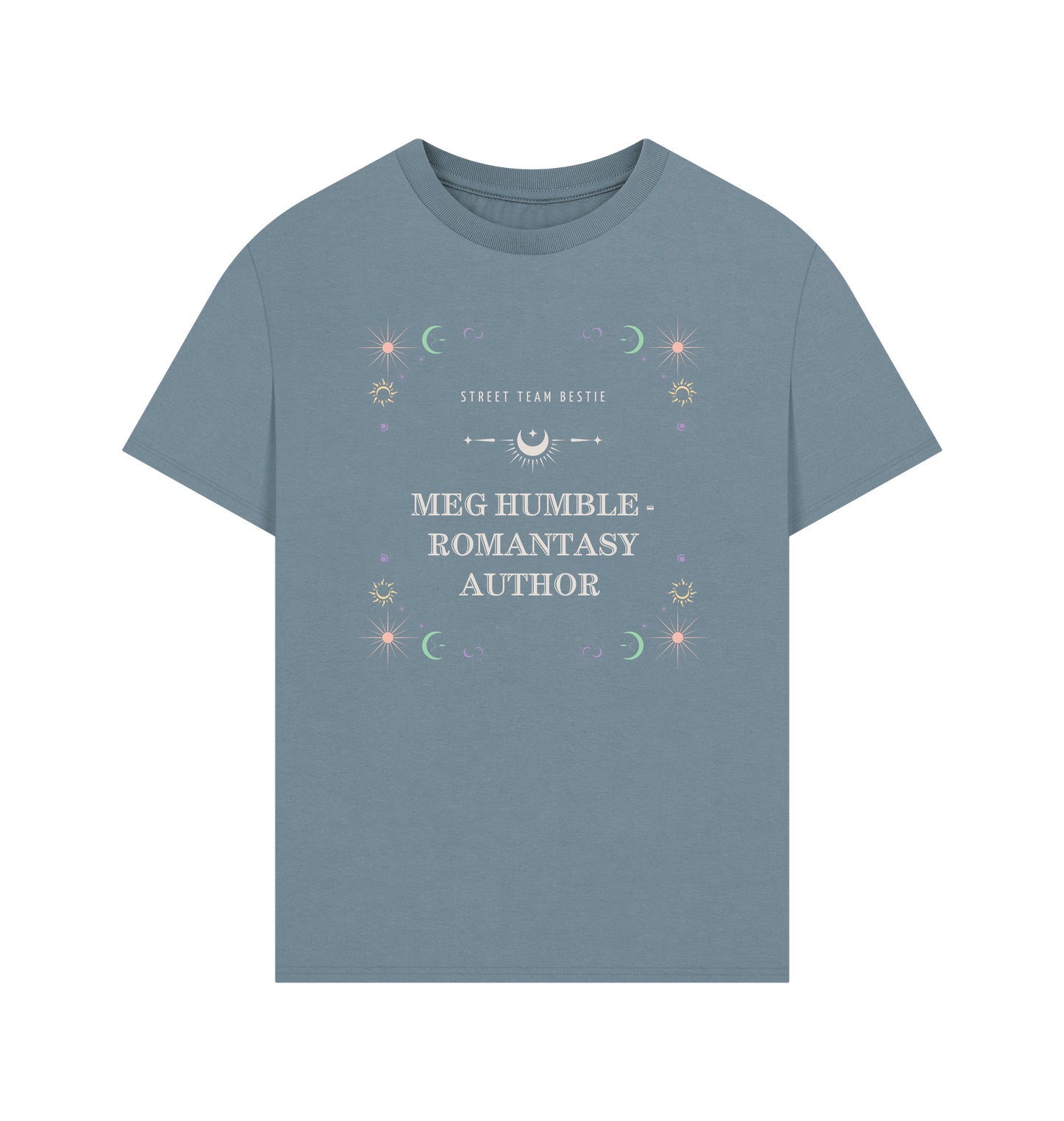 Stone Blue Printed T-shirt Front